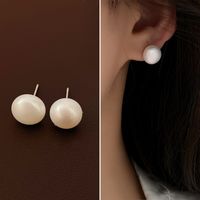 1 Pair Lady Solid Color Freshwater Pearl Sterling Silver Ear Studs sku image 18