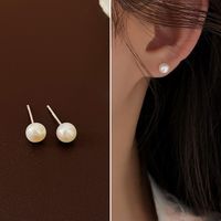 1 Pair Lady Solid Color Freshwater Pearl Sterling Silver Ear Studs sku image 13