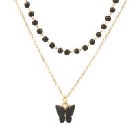 Retro Cool Style Butterfly Alloy Beaded Plating Women's Layered Necklaces sku image 1