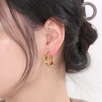 1 Pair Retro Streetwear Solid Color Plating Stainless Steel 18K Gold Plated Hoop Earrings main image 4