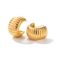 1 Pair Retro C Shape Plating Stainless Steel 18k Gold Plated Ear Studs main image 4