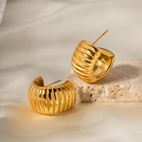 1 Pair Retro C Shape Plating Stainless Steel 18k Gold Plated Ear Studs main image 2