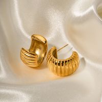 1 Pair Retro C Shape Plating Stainless Steel 18k Gold Plated Ear Studs main image 1
