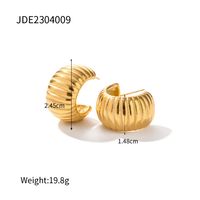1 Pair Retro C Shape Plating Stainless Steel 18k Gold Plated Ear Studs sku image 1