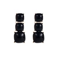 1 Pair Ig Style Simple Style Square Plating Transparent Inlay Alloy Resin Gold Plated Drop Earrings main image 5