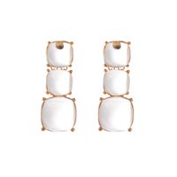 1 Paire Style Ig Style Simple Carré Placage Transparent Incruster Alliage Résine Plaqué Or Boucles D'oreilles main image 4