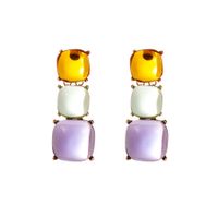 1 Pair Ig Style Simple Style Square Plating Transparent Inlay Alloy Resin Gold Plated Drop Earrings main image 3