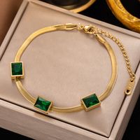 Retro Square 304 Stainless Steel Plating Inlay Artificial Rhinestones 18K Gold Plated Women'S Necklace main image 1