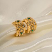 1 Pair Ins Style Ethnic Style Devil's Eye Stainless Steel Plating Inlay Malachite Zircon 18k Gold Plated Ear Studs main image 4