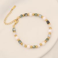 Casual Vacation Round Stainless Steel Artificial Pearl Natural Stone Bracelets In Bulk main image 9