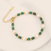 Casual Vacation Round Stainless Steel Artificial Pearl Natural Stone Bracelets In Bulk sku image 3
