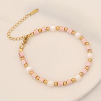 Casual Vacation Round Stainless Steel Artificial Pearl Natural Stone Bracelets In Bulk main image 5