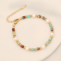 Casual Vacation Round Stainless Steel Artificial Pearl Natural Stone Bracelets In Bulk sku image 7