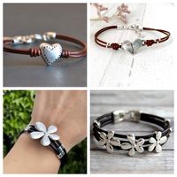 Lässig Vintage-stil Herzform Blume Ccb Legierung Wachs Seil Frau Armbänder main image 2