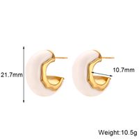 1 Pair Simple Style C Shape Plating Stainless Steel Arylic 18k Gold Plated Ear Studs main image 5