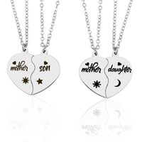 Casual Mama Simple Style Letter Heart Shape Stainless Steel Carving Pendant Necklace main image 1