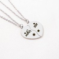 Casual Mama Simple Style Letter Heart Shape Stainless Steel Carving Pendant Necklace main image 5