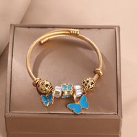 Cute Sweet Butterfly Stainless Steel Enamel Hollow Out Bangle main image 1
