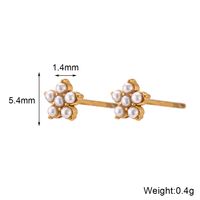 1 Pair Elegant Simple Style Flower Stainless Steel Plating Inlay Rhinestones Pearl 18k Gold Plated Ear Studs sku image 1