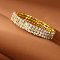 Modern Style Oversized Solid Color Artificial Gemstones Artificial Pearl Inlay Rhinestones Pearl Women's Bangle main image 9