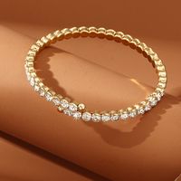 Modern Style Oversized Solid Color Artificial Gemstones Artificial Pearl Inlay Rhinestones Pearl Women's Bangle main image 3