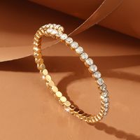 Modern Style Oversized Solid Color Artificial Gemstones Artificial Pearl Inlay Rhinestones Pearl Women's Bangle sku image 1