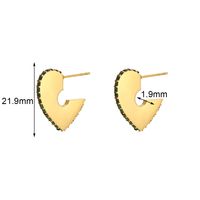 1 Pair Modern Style C Shape Heart Shape Plating Inlay Stainless Steel Rhinestones Pearl 18k Gold Plated Ear Studs sku image 1