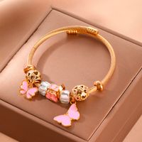 Cute Sweet Butterfly Stainless Steel Enamel Hollow Out Bangle main image 2