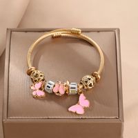 Cute Sweet Butterfly Stainless Steel Enamel Hollow Out Bangle main image 5