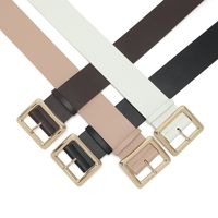 Retro Solid Color Pu Leather Alloy Patchwork Women's Leather Belts main image 5