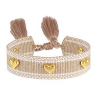 Simple Style Heart Shape Polyester Metal Embroidery Tassel Women's Drawstring Bracelets sku image 2