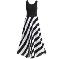 Women's Tank Dress Casual Round Neck Patchwork Sleeveless Color Block Stripe Maxi Long Dress Daily main image 5