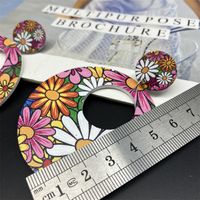 Ethnic Style Flower Wood Printing Women's Drop Earrings main image 4