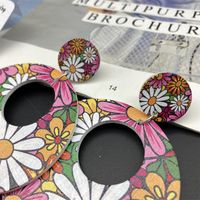 Ethnic Style Flower Wood Printing Women's Drop Earrings main image 2