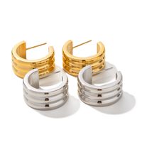 1 Pair Ins Style Simple Style C Shape Plating Stainless Steel 18k Gold Plated Ear Studs main image 2