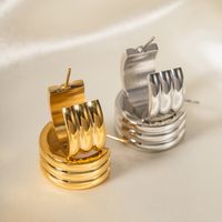 1 Pair Ins Style Simple Style C Shape Plating Stainless Steel 18k Gold Plated Ear Studs main image 4