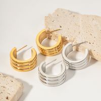 1 Pair Ins Style Simple Style C Shape Plating Stainless Steel 18k Gold Plated Ear Studs main image 1