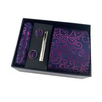 2022 Paisley Men's Tie Square Cuff Tie Clip Gift Set Business Casual Tie Black Gift Box main image 3