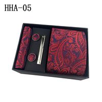 2022 Paisley Men's Tie Square Cuff Tie Clip Gift Set Business Casual Tie Black Gift Box sku image 5