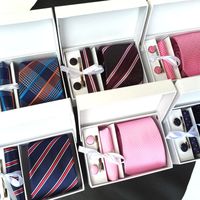 ربطة عنق رجالية هدية مربعة 6-قطعة ربطة عنق مجموعة جيب مربعة العنق كليب بالجملة main image 1