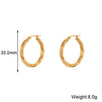1 Pair Vintage Style Simple Style Round Stainless Steel Plating 18k Gold Plated Hoop Earrings sku image 2