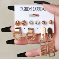 1 Set Modern Style Letter Heart Shape Plating Alloy Drop Earrings Ear Studs sku image 4