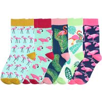 Unisex Casual Flamingo Cotton Jacquard Crew Socks A Pair main image 6