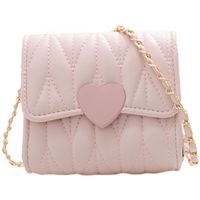 Girl's Mini Pu Leather Heart Shape Solid Color Basic Streetwear Square Flip Cover Shoulder Bag Crossbody Bag main image 7