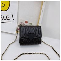 Girl's Mini Pu Leather Heart Shape Solid Color Basic Streetwear Square Flip Cover Shoulder Bag Crossbody Bag sku image 3