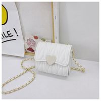 Girl's Mini Pu Leather Heart Shape Solid Color Basic Streetwear Square Flip Cover Shoulder Bag Crossbody Bag main image 3