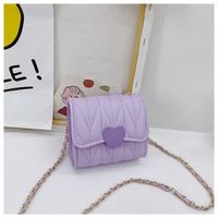 Filles Mini Faux Cuir Forme De Cœur Couleur Unie De Base Vêtement De Rue Carré Couvercle Rabattable Sac D'épaule Sac Bandoulière sku image 4