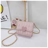 Girl's Mini Pu Leather Heart Shape Solid Color Basic Streetwear Square Flip Cover Shoulder Bag Crossbody Bag main image 5