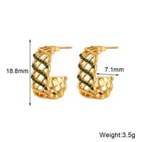 1 Pair Vintage Style C Shape Plating Inlay Stainless Steel Rhinestones 18k Gold Plated Ear Studs main image 5