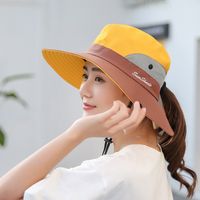 امرأة النمط الكوري كتلة اللون طنف واسعة قبعة الشمس sku image 6